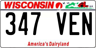 WI license plate 347VEN