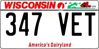 WI license plate 347VET