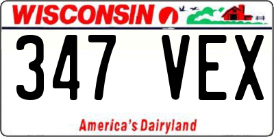 WI license plate 347VEX