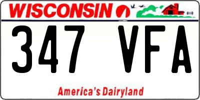 WI license plate 347VFA