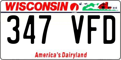 WI license plate 347VFD