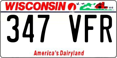 WI license plate 347VFR