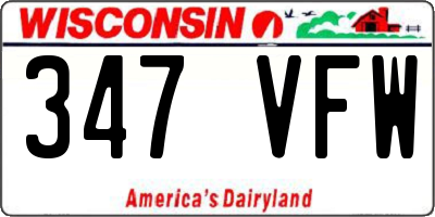 WI license plate 347VFW