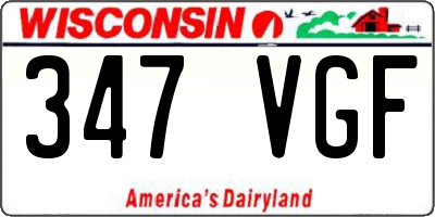 WI license plate 347VGF