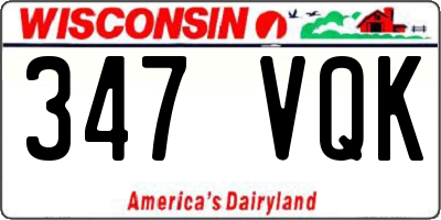 WI license plate 347VQK