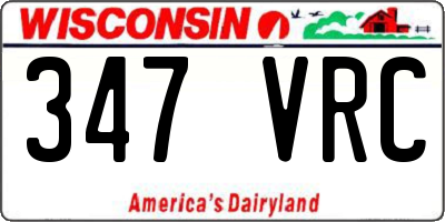 WI license plate 347VRC