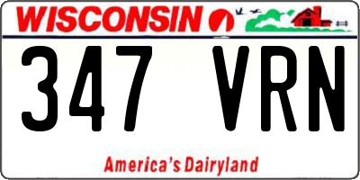WI license plate 347VRN