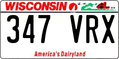 WI license plate 347VRX