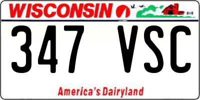 WI license plate 347VSC