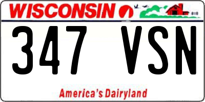 WI license plate 347VSN