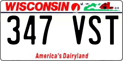 WI license plate 347VST