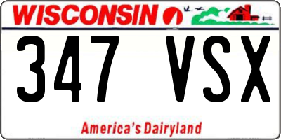 WI license plate 347VSX