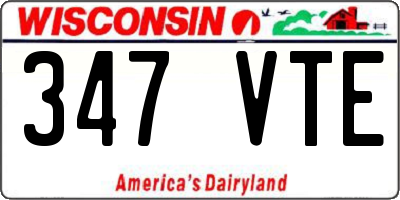 WI license plate 347VTE