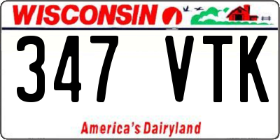 WI license plate 347VTK