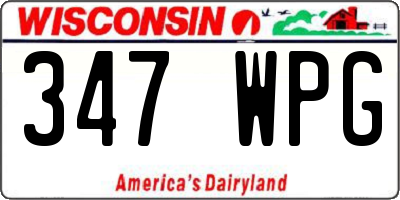 WI license plate 347WPG