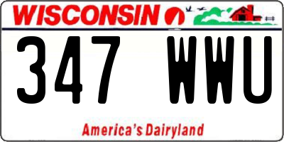 WI license plate 347WWU
