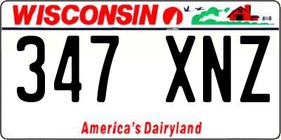 WI license plate 347XNZ