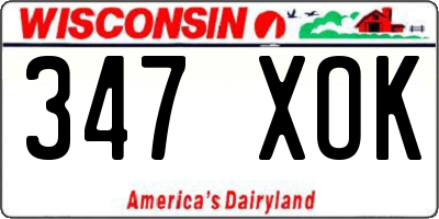 WI license plate 347XOK