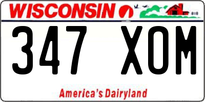 WI license plate 347XOM