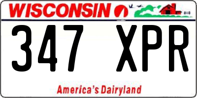 WI license plate 347XPR