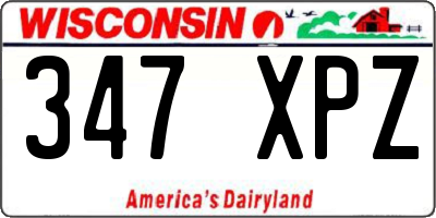 WI license plate 347XPZ
