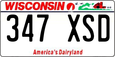 WI license plate 347XSD