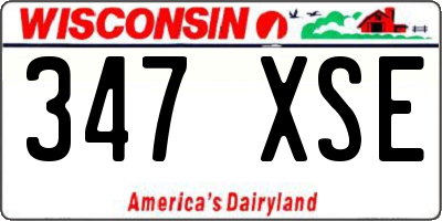 WI license plate 347XSE