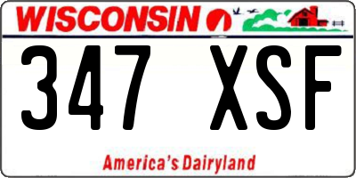 WI license plate 347XSF