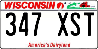 WI license plate 347XST