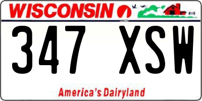 WI license plate 347XSW