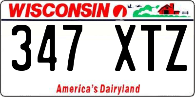 WI license plate 347XTZ