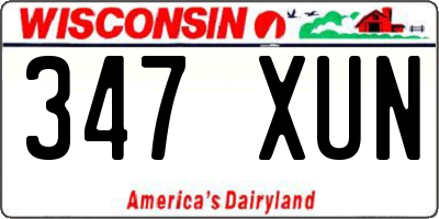 WI license plate 347XUN