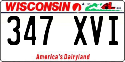 WI license plate 347XVI