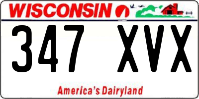 WI license plate 347XVX