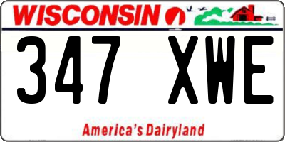 WI license plate 347XWE