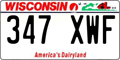 WI license plate 347XWF