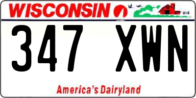 WI license plate 347XWN