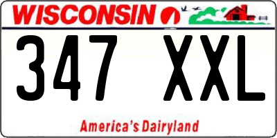 WI license plate 347XXL