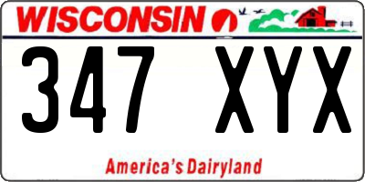 WI license plate 347XYX