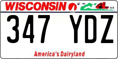 WI license plate 347YDZ