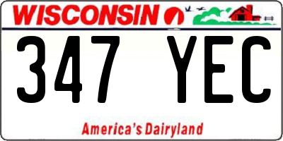 WI license plate 347YEC