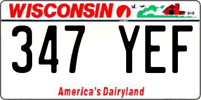 WI license plate 347YEF