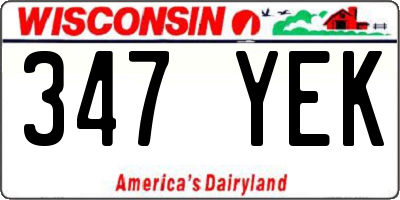 WI license plate 347YEK