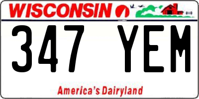 WI license plate 347YEM