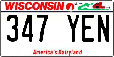 WI license plate 347YEN