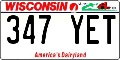 WI license plate 347YET