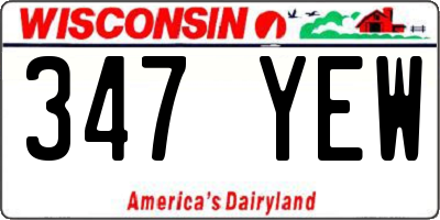 WI license plate 347YEW