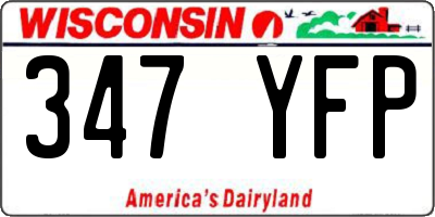 WI license plate 347YFP