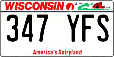 WI license plate 347YFS