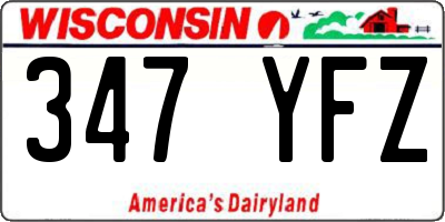 WI license plate 347YFZ